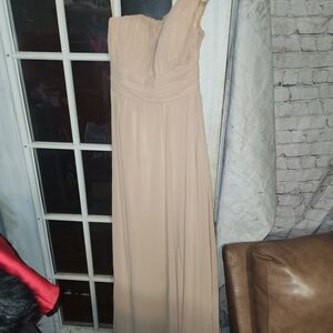 Mori Lee One Shoulder Tan Dress